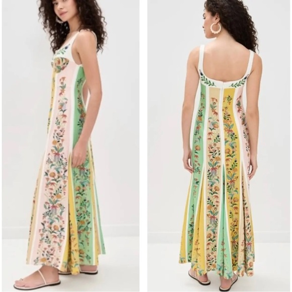 NWOT - Christian Lacroix - Floral Embroidered Strapless Linen Maxi Dress- Size 8 - Picture 3 of 12